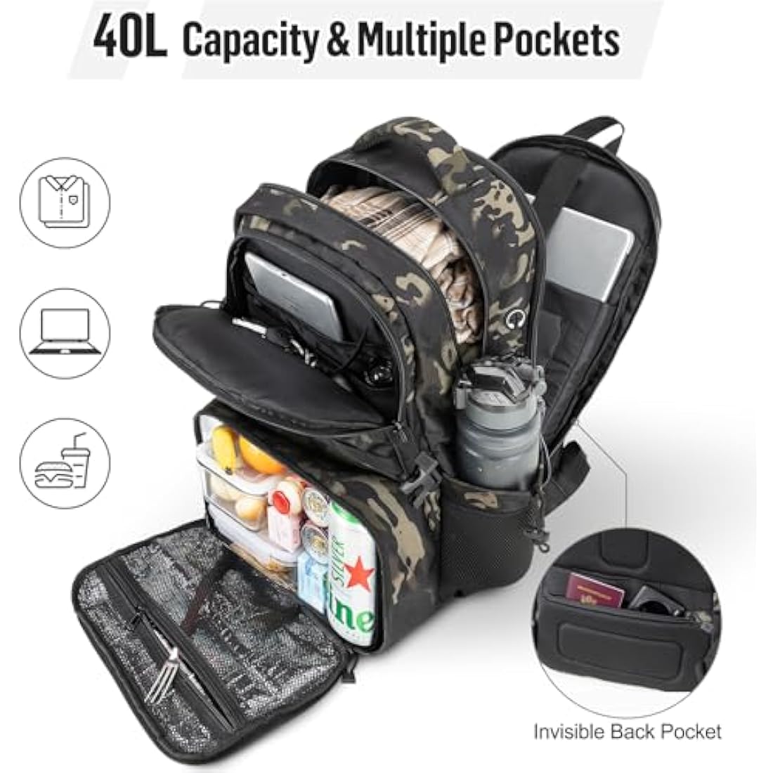 Jueachy Military Tactical Backpack 30/35/40L Army Assult Camouflage Hunting Rucksack Molle 3 Day Large Rucking Backpack for Outdoor Sports Trekking Hiking Travel Camping