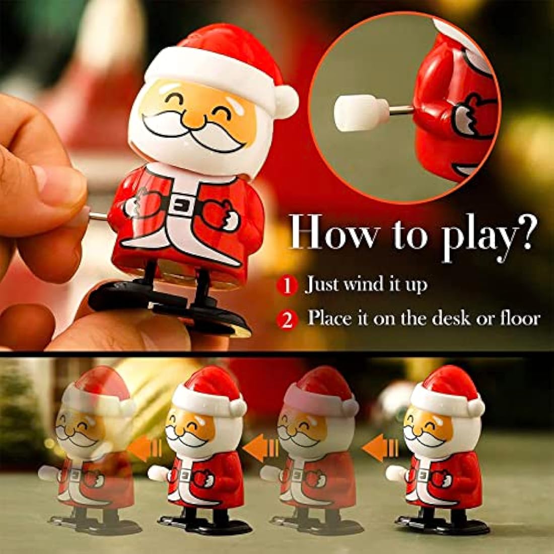 Mienocol 6pcs Christmas Wind Up Toys for Kids, Funny Jumping Xmas Gift, Walking Spring Toy for Christmas Party Favors, Stocking Stuffers, Goody Bag Filler