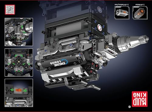 Mould King 10193 Engine Building Blocks Toy Kit, Boxer Engine Clamping Blocks Construction Kit Model, Toy Gift Collectibles for Adults Boys Girls(609 Pieces)