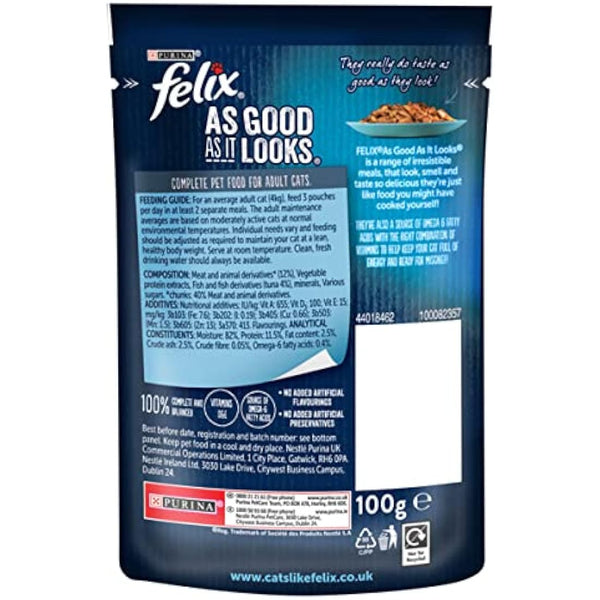 Felix As Good As It Looks Cat Pouches Tuna In Jelly 100g (20 Pouches)
