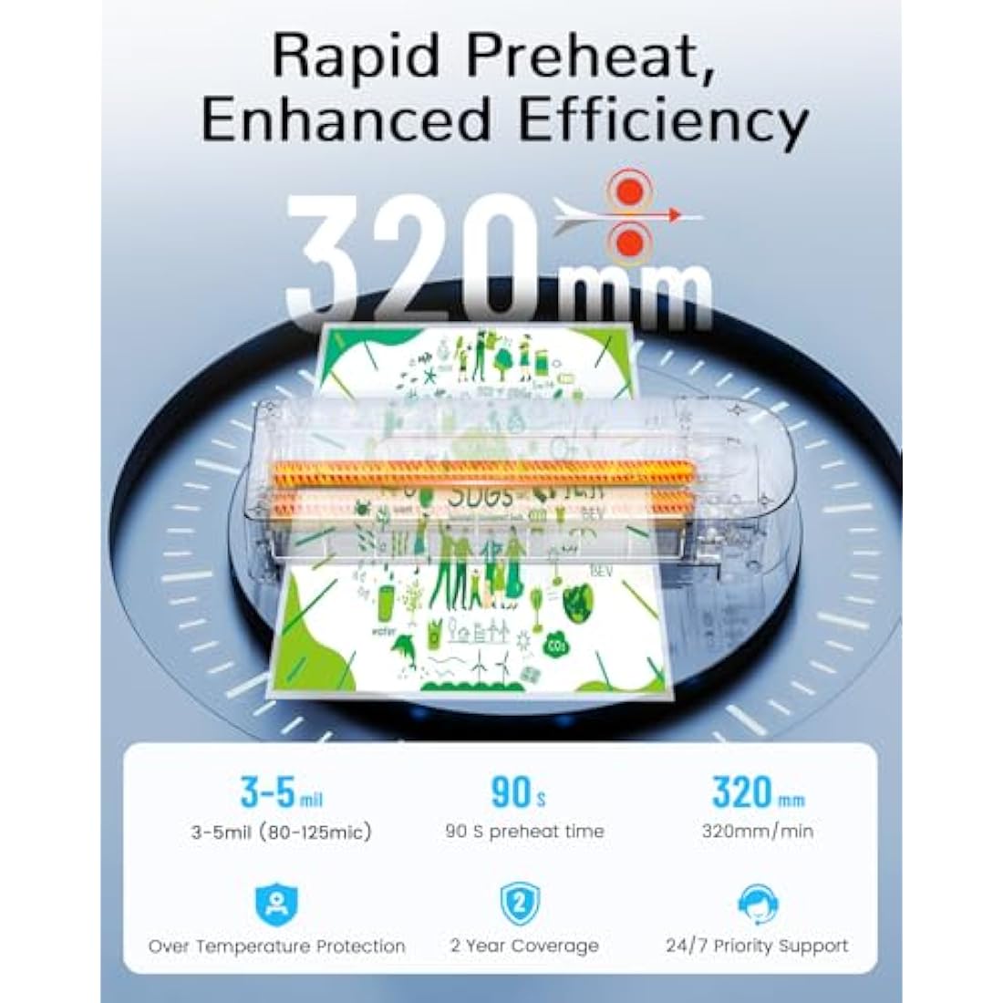 MAXDONE A4 Laminator Laminator Machine - Thermal and Cold A4 Laminators Machine with 10 Laminating Pouches, Laminating Machine 80-125 Mic and 90-s Warm Up A4/A5/A6 for School Home (Black)