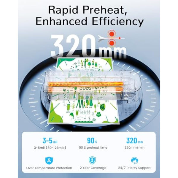 MAXDONE A4 Laminator Laminator Machine - Thermal and Cold A4 Laminators Machine with 10 Laminating Pouches, Laminating Machine 80-125 Mic and 90-s Warm Up A4/A5/A6 for School Home (Black)