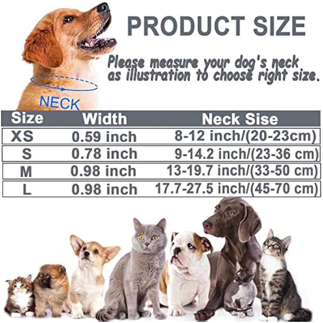 Dog Collar, Reflective Adjustable Basic Dog Collar with Soft Neoprene Padding, Durable Nylon Pet Collars for Puppy Medium Dogs