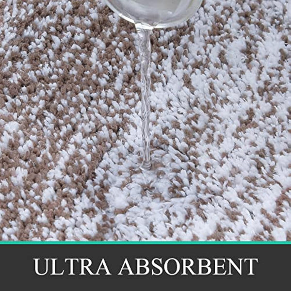 Enyhom Bath Mat Sets 3 Piece Non Slip Washable Bathroom Mat and Pedestal Mat for Toilet Soft Water Absorbent Bath Toilet Rug Floor Shower Rug, Brown