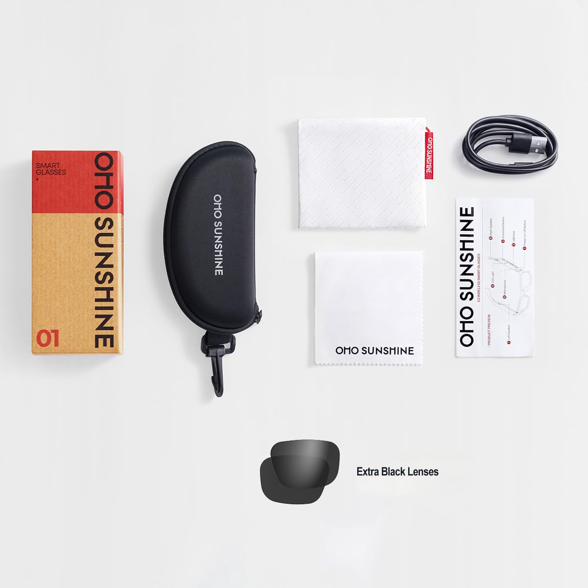 OhO 128GB Camera Glasses,24M Resolution H.265 1080P Smart Glasses with UV400 Sunglasses Lens for Outdoor Sport,Unisex