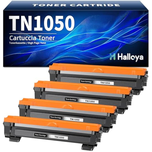Halloya TN1050 Compatible Toner Cartridges Replacement for Brother TN1050 For HL-1112 HL-1110 DCP-1610W DCP-1510 HL-1210W MFC-1810 HL-1212W MFC-1910W DCP-1612W DCP-1512 (Black, 4-Pack)