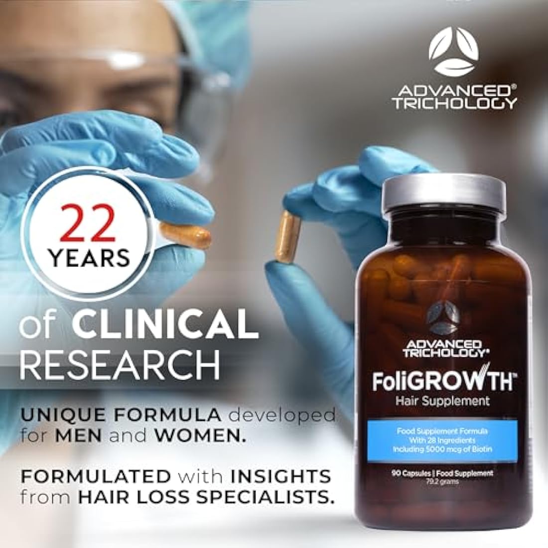 Advanced Trichology FoliGROWTH Hair Supplement – Designed to Provide Essential Vitamins and Minerals for Hair and Scalp Health
