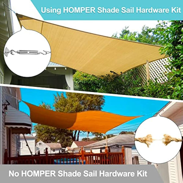 HOMPER Awning Attachment Set, Heavy Duty Sun Shade Sail Stainless Steel Hardware Kit for Garden Triangle and Square, Rectangle,Fixing Accessories