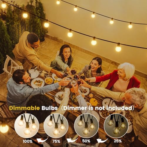 Yuusei Festoon Lights Outdoor String Lights Mains Powered 60M, 200FT Globe Garden Lights with 100+4pcs LED Shatterproof Bulbs, Waterproof Outside Lights for Patio Backyard Terrace Party