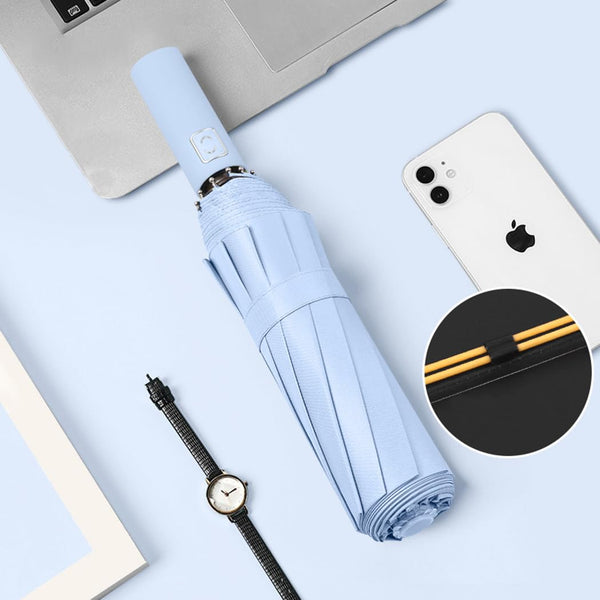 Maibar Umbrella Windproof Strong 24 Ribs Compact Umbrellas Sun UV Protection spf 50 Folding Travel Large Auto Open Close Umbrellas Umbrella (Black)