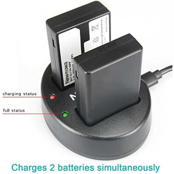 Newmowa D-Li109 Replacement Battery (2-Pack) and Dual USB Charger for Pentax D-Li109 Pentax K-R KP K-30 K-50 K-500 K-S1 K-S2