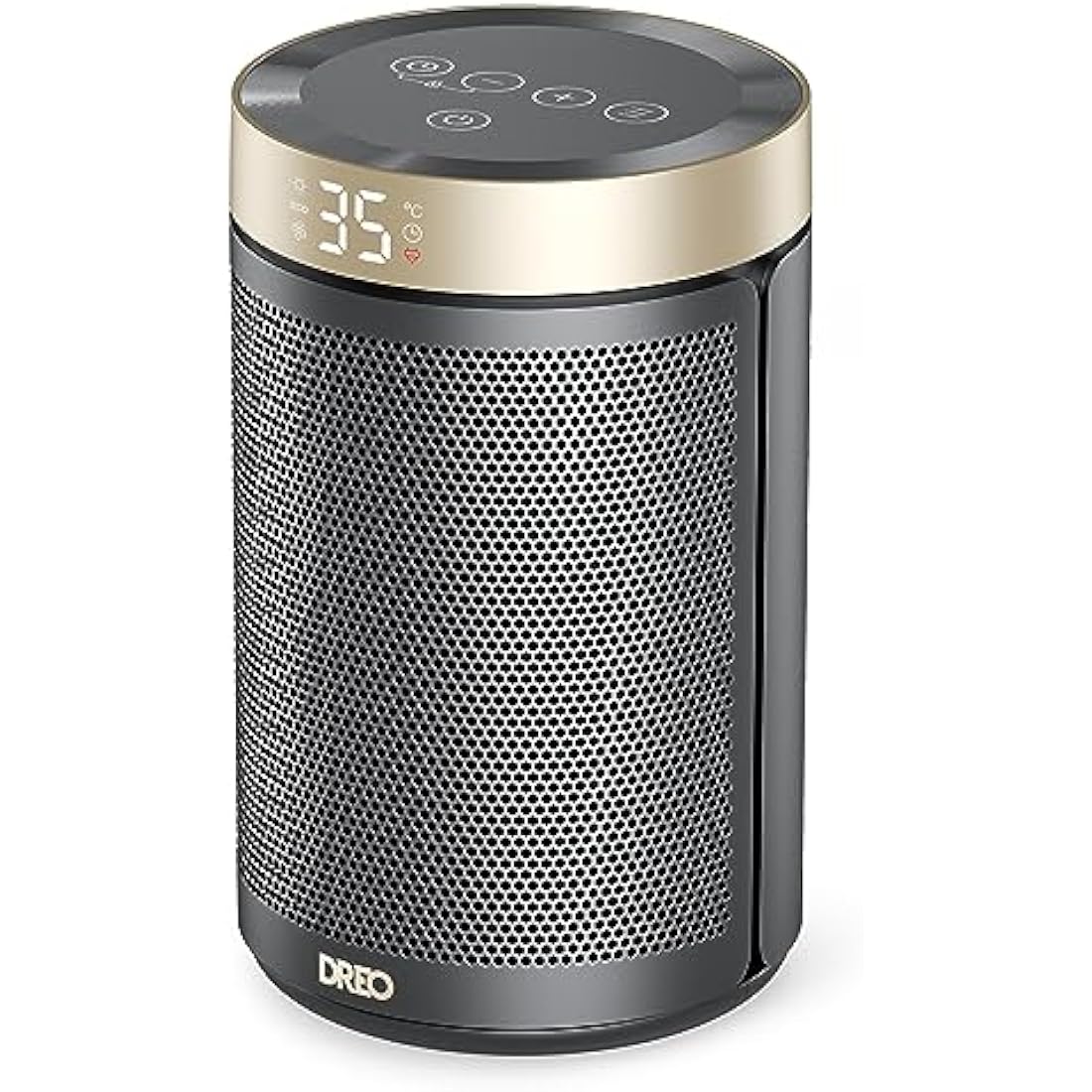 Dreo Electric Heater, 1500W Energy Efficient Space Silent Room Heater, Portable Ceramic Fan Heaters, Thermostat 3 Modes 12H Timer, Overheat & Tip Over Protection, for Bedroom, Atom 316, Gold