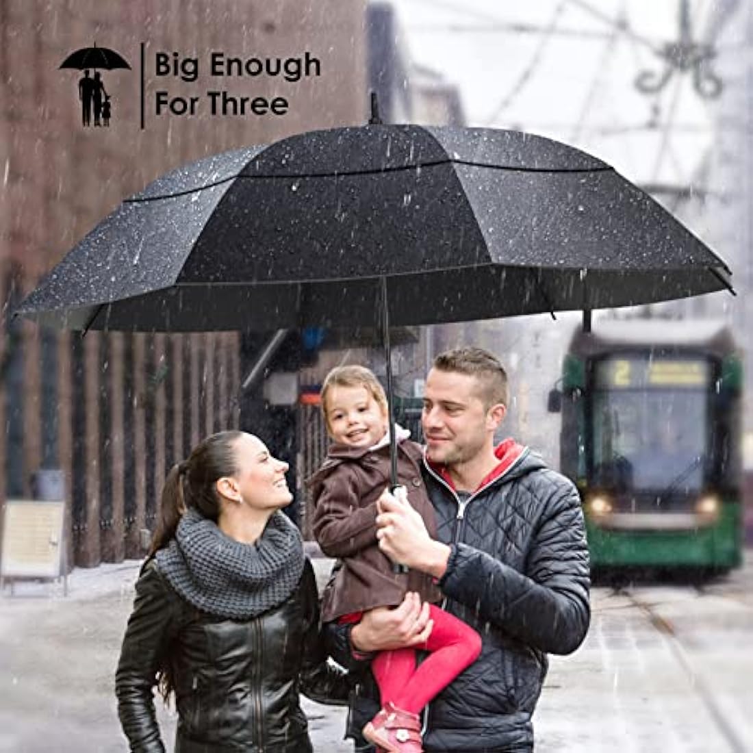 KOLER Golf Umbrella 62 Inch, UV Sun Protection Large Umbrellas Double Vented Canopy Auto Open, Windproof & Rainproof & Sunproof Extra Oversize Golf Stick Umbrella for Men and Women - Black