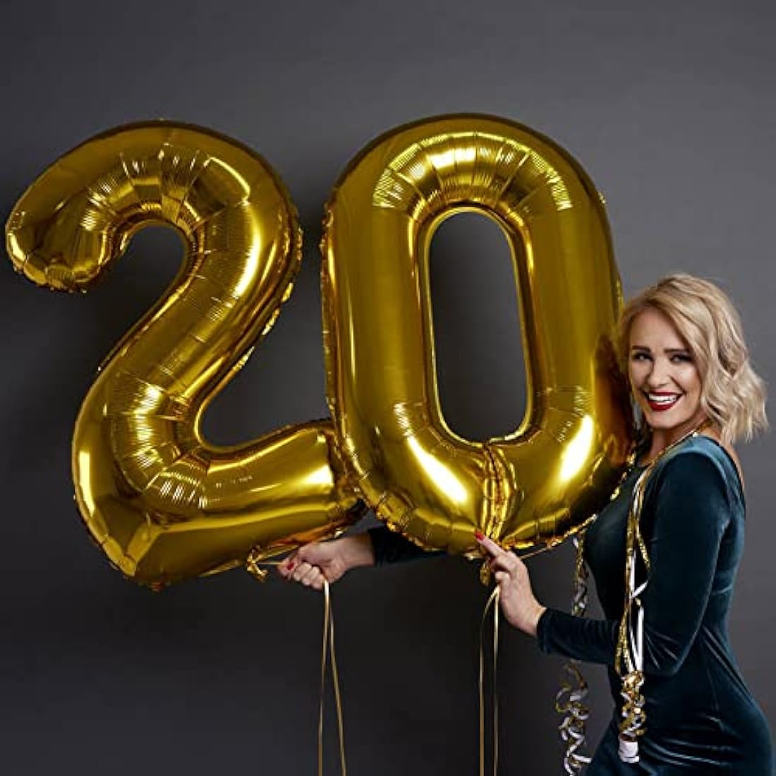 Gold 2 balloons 40 Inch Giant Helium Foil Number 0 to 9 Gold Balloon Birthday Wedding Party Digital Decorations (Number 2)