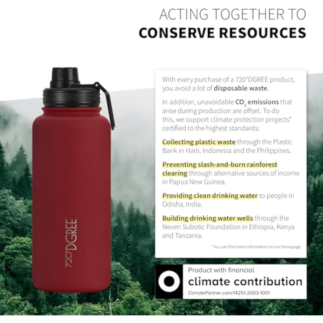 720°DGREE Vaccum Insulated Water Bottle + Infuser “noLimit“ - 950ml - Leakproof, BPA-Free, Thermo Stainless Steel Flask - Carbonated Drinks, Sports, School, Travel, Hiking, Outdoor +Sports-Cap