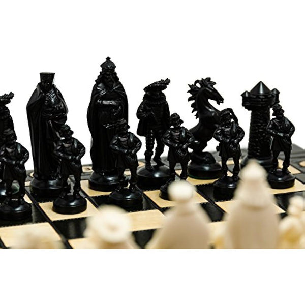 Master of Chess Wooden Chess Set with Pieces 42 cm / 16 in - Large Chess Board Game for Adults and Kids - Chrome-Plated and Weighted Plastic Pieces with Ornaments