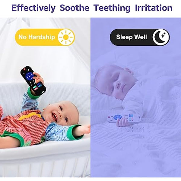 Hooku 2 Pack Remote Teether Baby, Silicone Teethers Babies 6-12 Months, Baby Teething Toys Babies 0-6 Months, Sensory Toys Babies, Toddler Infant Newborn Toys Baby Girl Boy Gifts, Black-Gray