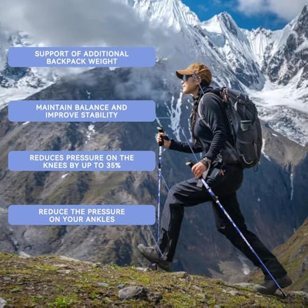 DOBESTS Walking Hiking Poles, 2 Pack Folding Trekking Stick with Quick Lock System, Nordic Walking Sticks for Women and Men, Walking Poles Lightweight Telescopic