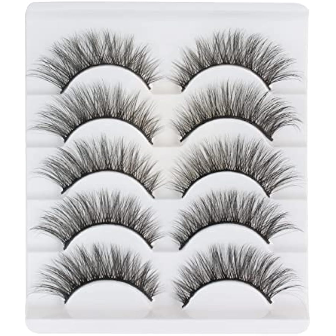 Cat Eye Lashes Natural Look Faux Mink Fake Eyelashes Light Volume False Lashes Fluffy Strip Lashes Multipack 3D 5 Pairs Pack by Glowingwin