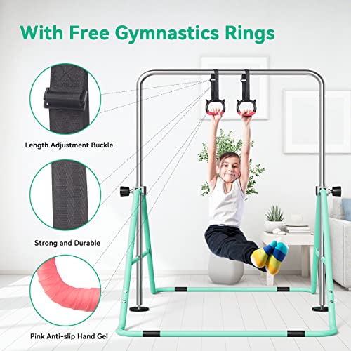 FBSPORT Gymnastics Bar, Folding Horizontal Bar Gymnastics Equipment for Kids Home Training, Expandable Gymnastics Training Bar Junior with Adjustable