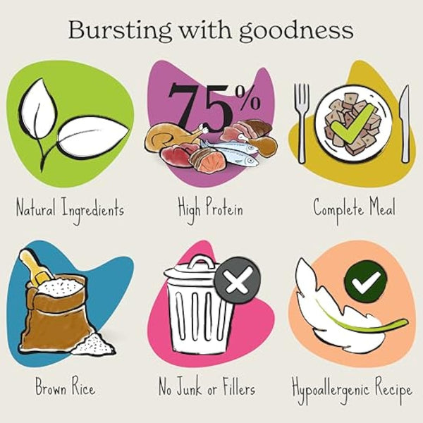 Forthglade Wet Dog Food (18 x 395g Trays) - Wholegrain & Hypoallergenic Dog Food, Ocean Fish with Vegetables and Brown Rice, Adult Stomach Sensitive Meals with Natural Ingredients