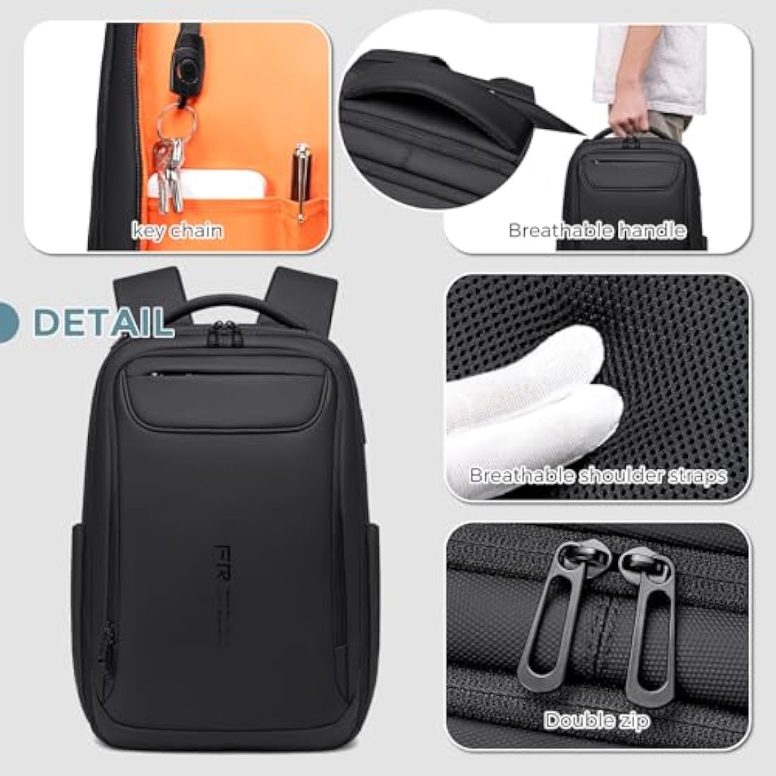 FENRUIEN Business Laptop Backpack for 15.6 Inch 1800D Business Backpack Men with Charging Port Computer Bag Durable Anti-Theft High-Tech Daypack Water-Resistant Casual Daypack