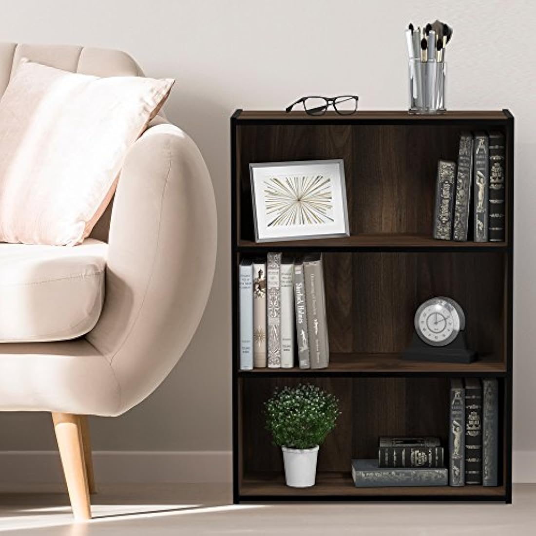 Furinno Pasir 3-Tier Open Shelf, Columbia Walnut