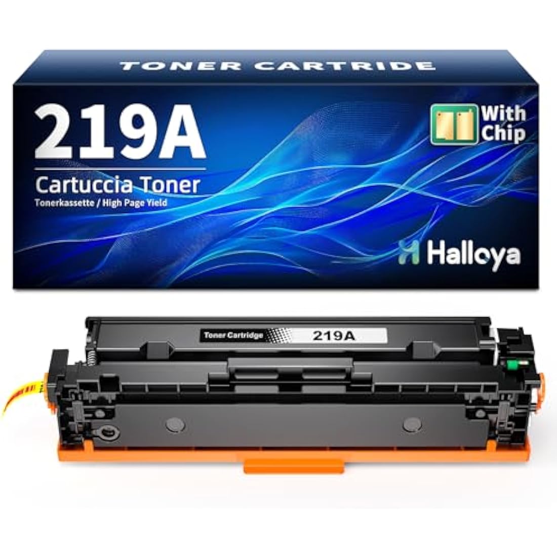 Halloya 219A Toner Cartridge Whit Chip Compatible for 219A W2191A W2192A W2193A 219X W2190X Replacement with Color LaserJet Pro 3202dn 3202dw MFP 3302fdn 3302fdng 3302fdw 3302sdw 3302sdwg (1 Black)