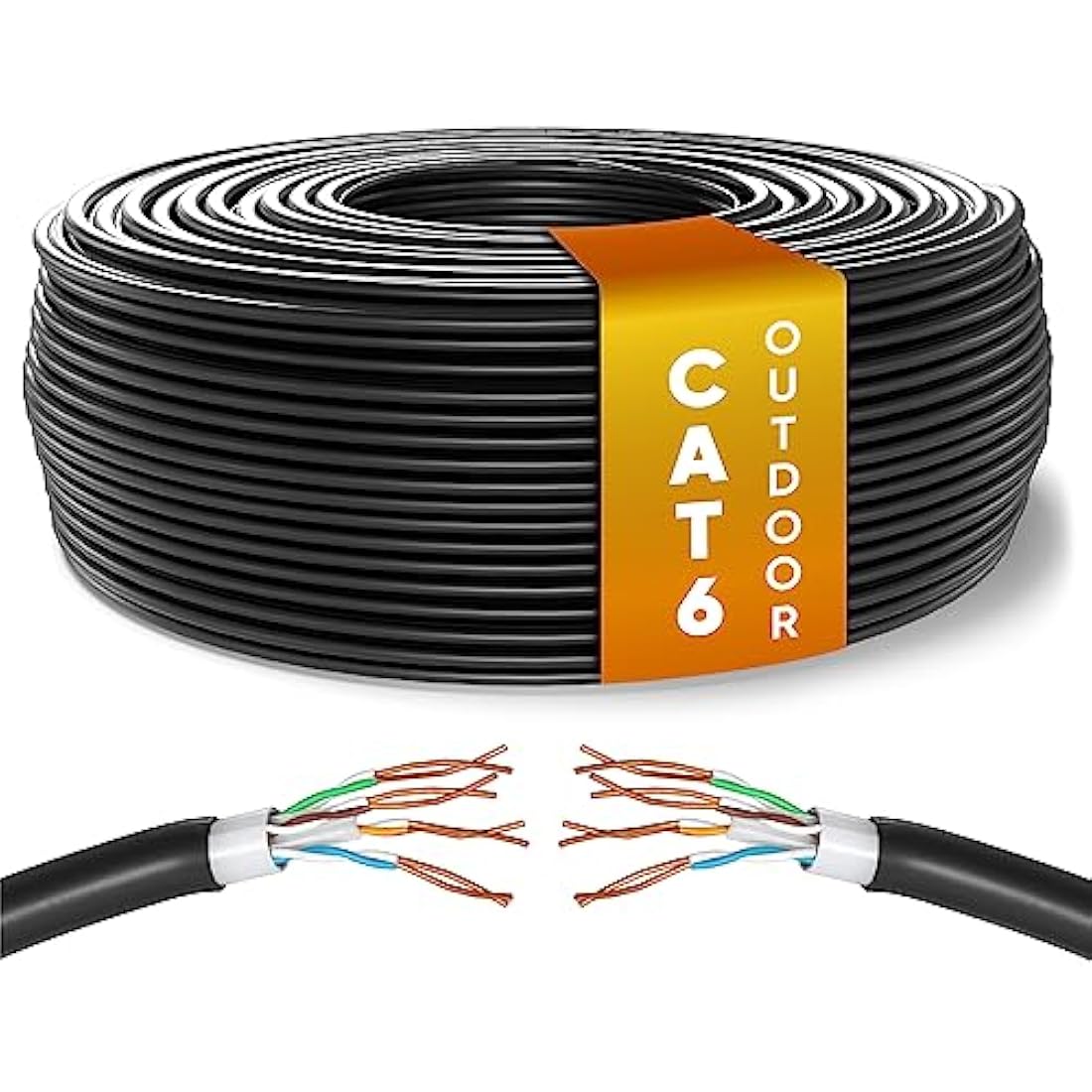 Mr. Tronic Outdoor Waterproof Cat 6 Ethernet Cable 100m, High Speed LAN Ethernet Network Cable, Bulk Cat6 Internet, 1 Gbps, 250 Mhz, ADSL AWG24, UTP CCA (100 Meter, Black)