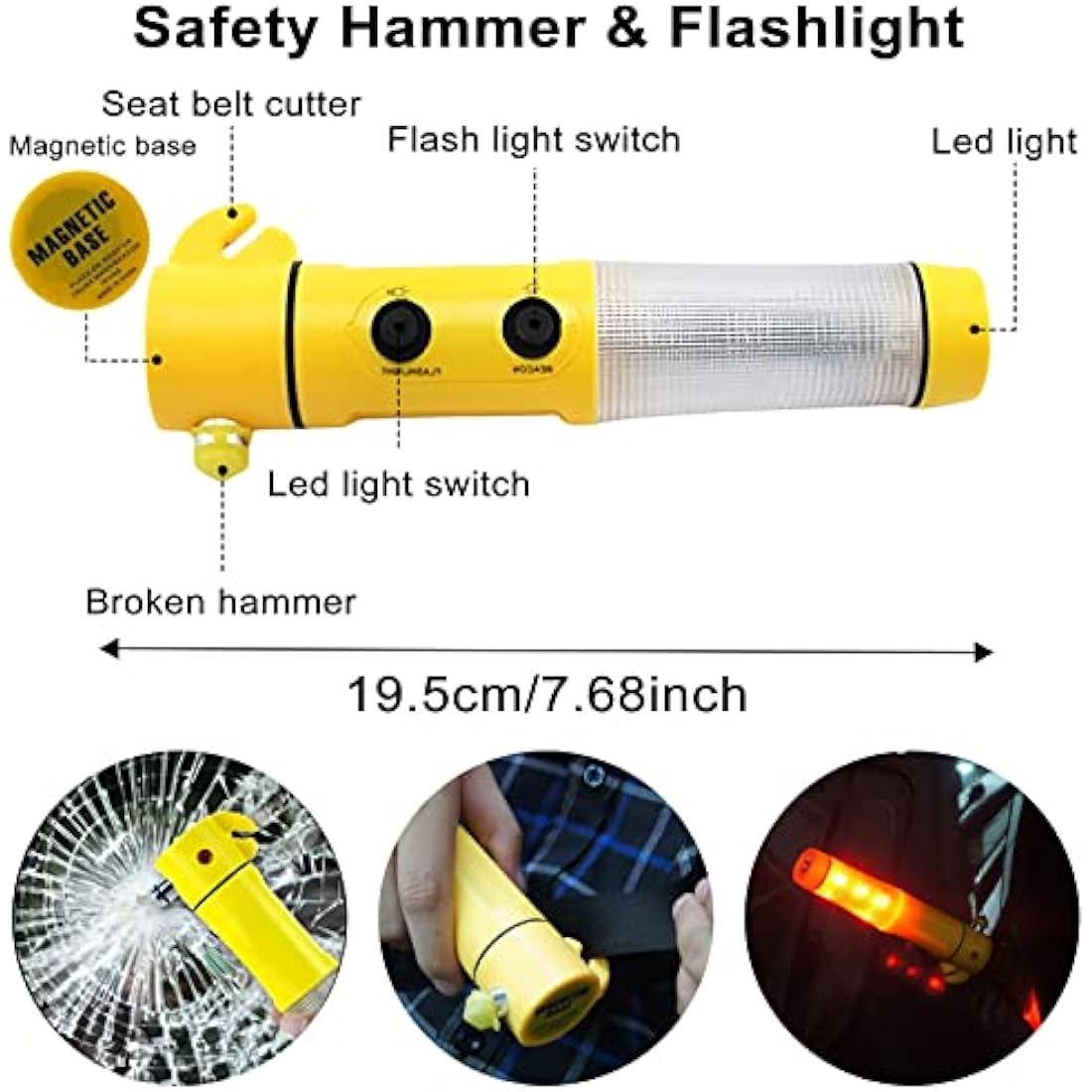 crayfomo 12-In-1 Car Emergency Tool Kits,European Roadside Assistance Car Breakdown Kit with Visibility Vest,Warning Triangle,Jumper Cables,Car Safety Hammer,Tow Rope,Storage Bag