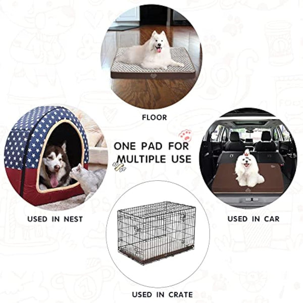 VANKEAN Waterproof Reversible Dog Bed Mat With Removable Machine Washable Cover, Mattress for Crate, Pad for Small to Large Dogs, Navy/Grey