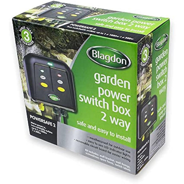 Blagdon 1040204 Powersafe Garden & Pond Safe Weatherproof Electrical Switch Box, 2 Outlet, Black