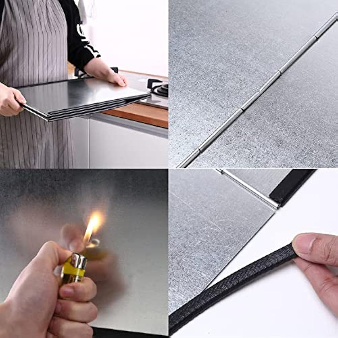 Height 40CM Stove Splatter Guard for Cooking Kitchen Anti Splatter Shield Guard Portable Folding Cooker Side Fat Oil Splash Guard Splash Back Splatter Screen for Frying Pan Wall Hob Grease