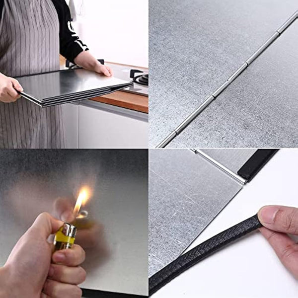 Height 40CM Stove Splatter Guard for Cooking Kitchen Anti Splatter Shield Guard Portable Folding Cooker Side Fat Oil Splash Guard Splash Back Splatter Screen for Frying Pan Wall Hob Grease