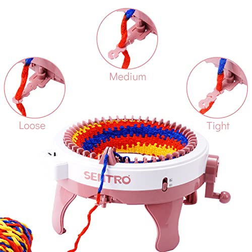 48 Needle Circular Knitting Machine for Adults & Children - DIY Looming Machine for Knitting Scarves, Hats, Socks & Gloves (Pink)