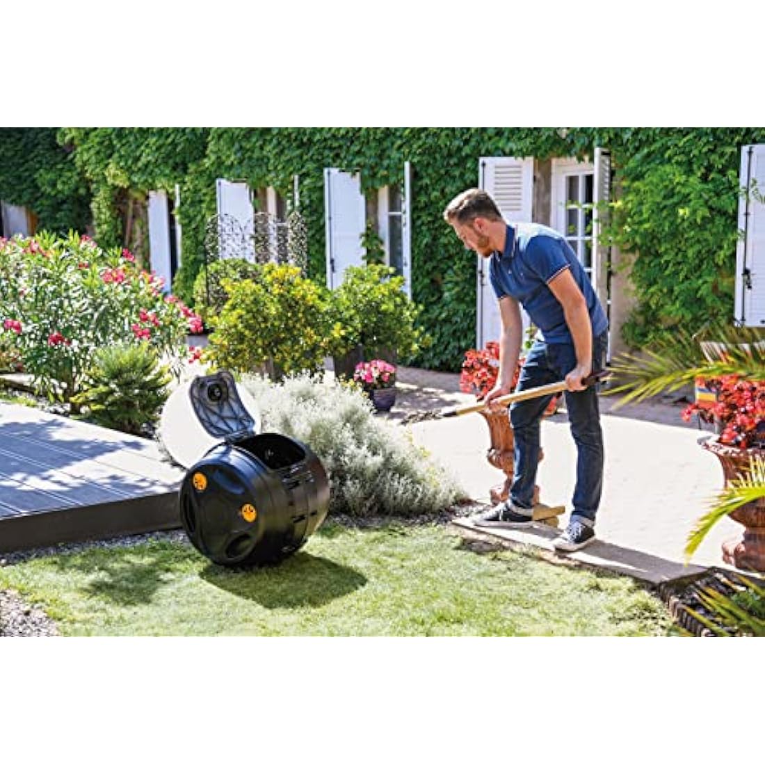 HOZELOCK - Easymix 2-in-1 Composter: Rotating Composter with 100 Litre Capacity. Mixing 3x Faster than Standard Composters (8 Weeks), Compost Juice Collection Container [4001 0000]