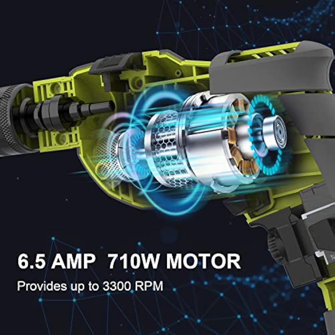 Hammer Drill, 710W Electic Corded Impact Drill, 13mm Metal Chuck, 0-3300RPM, Powerful Variable Speed Drill for Drilling in Steel…