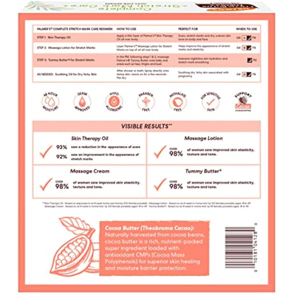 Palmer's Cocoa Butter Complete Stretch Mark Care Kit | Massage Lotion | Massage Cream | Tummy Butter | Plus Bonus Free Skin Therapy Oil for Body