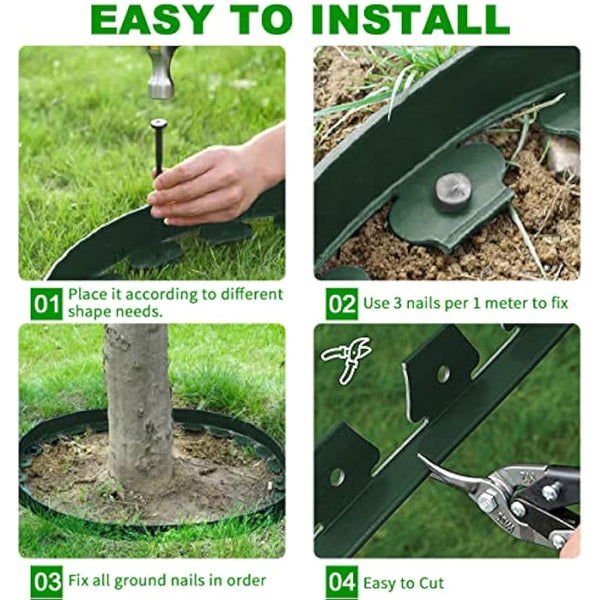 Flexible Lawn Edging 10m,Plastic Garden Edging Border [Extra Tall 10cm Hight]with 30pcs Securing Pegs, Landscape Edging Kit Mini Fence for Flower Beds Pavement-Green