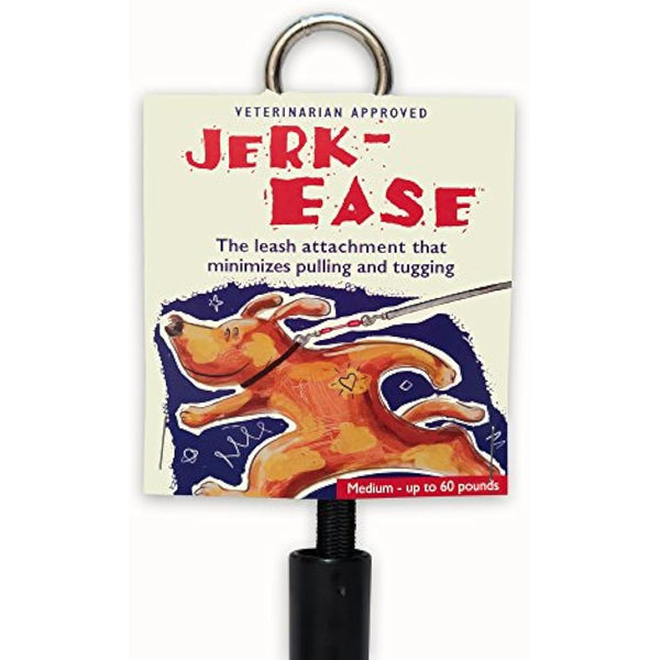 JERK-EASE Patented Shock Absorber Bungee Dog Leash Attachment, Medium (up to 60 pounds), Black