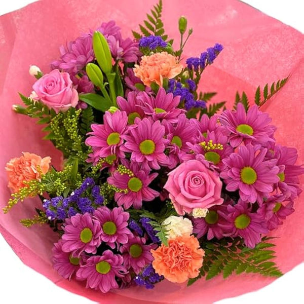 Homeland Florists Pink Mixed Fresh Flowers Delivery Next Day Prime UK, Stunning Floral Bouquet, Beautiful Birthday Present or Thank You Gift