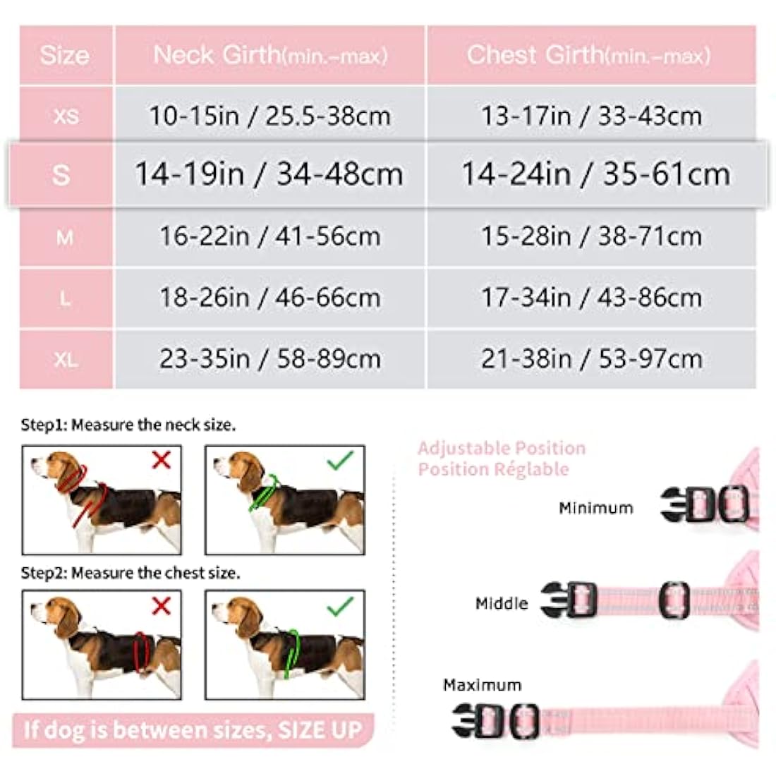 HEELE Dog Harness Dog Harness Small Dog No Pull Harness with Soft Handle Reflective Puppy Harness Adjustable, Pink, S