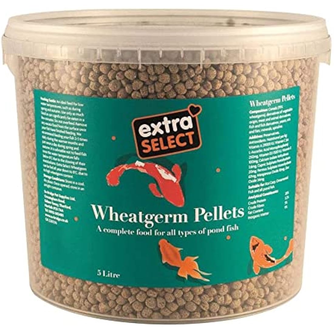 Extra Select Wheatgerm Pellets Complete Fish Food Tub, 5 Litre