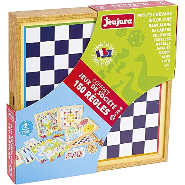 Jeujura Classic Game Set - 150 Rulers - Wooden Checkers
