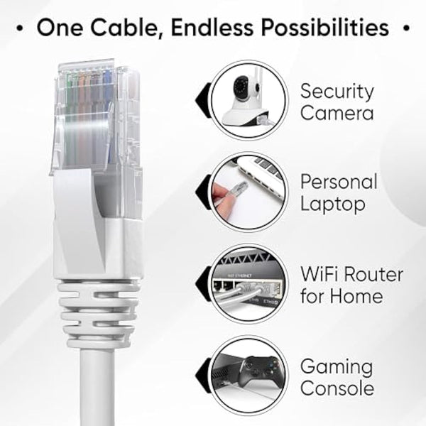 Mr. Tronic Grey Cat 5E Ethernet Cable 50m, High Speed LAN Ethernet Network Cable with RJ45 Ends Connectors, 50m Cat5E Internet 1 Gbps, ADSL AWG24 Patch, UTP CCA (50 Meters, Grey)