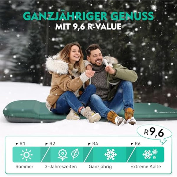 HIKENTURE Self-Inflating Sleeping Mat, 8 cm Thick Foam Camping Mattress, Self-Inflating Air Mattress, Comfortable Sleeping Mat for Outdoor, Tent, Hiking A2