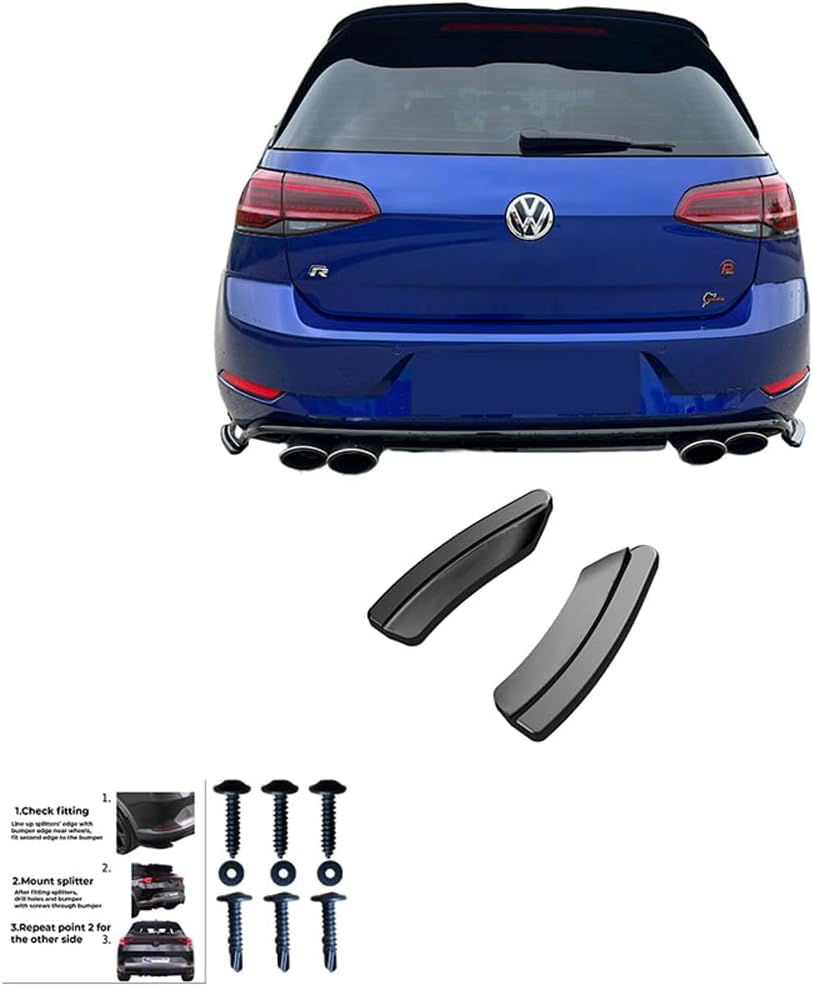 Oneway Rear Side Diffusors compatible with Volkswagen Golf VII (7.5) HB R 2017-2020 - Gloss black