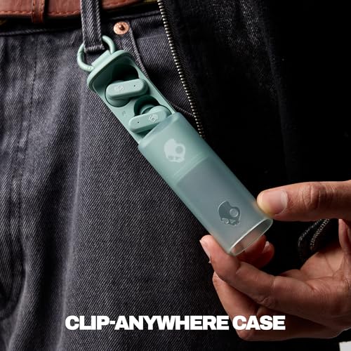 Skullcandy Dime Evo Wireless Earbuds, Bluetooth Headphones, Noise Isolating Fit, Up to 36 Hours Battery, Microphone for iPhone Android, Easy Carry with Clip-Anywhere Case - True Black