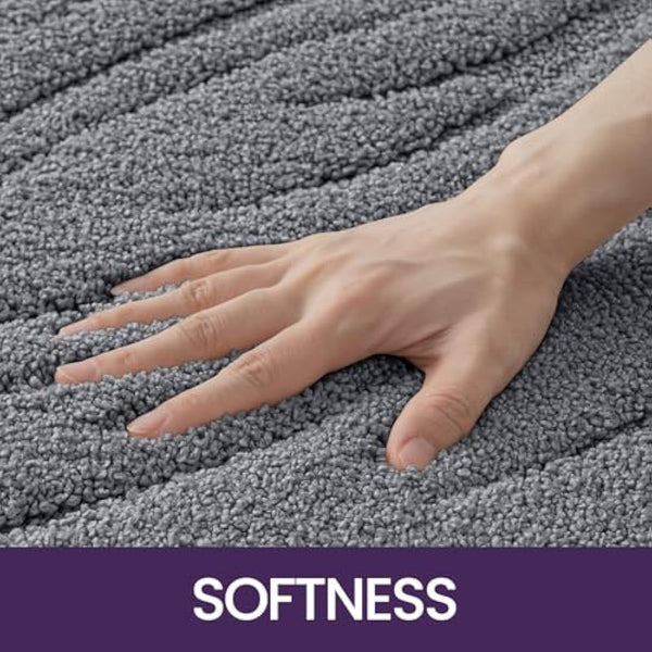 DEXI Absorbent Bath Mat 61 x 92 cm, Soft Bathroom Mats with Non Slip Backing, Machine Washable Microfiber Rug for Shower Floor, Grey