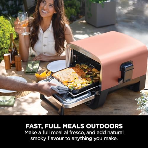 Ninja Artisan Electric Outdoor Pizza Oven & Air Fryer, 4 Functions: Pizza, Air Fry, Bake & Prove, 5 Pizza Settings, Includes 12-inch Pizza Stone, Pizza Peel, Baking Tray & Air Fry Basket, Grey MO201UK